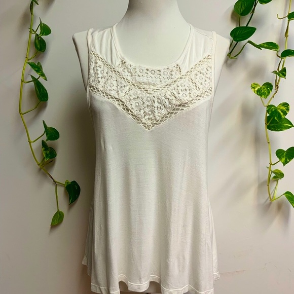 O’Neill White Crochet Lace Tank Top Layering Boho Beach Small - Picture 2 of 5